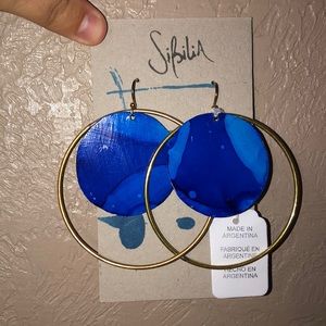 Anthropologie Blue Hoop Earrings